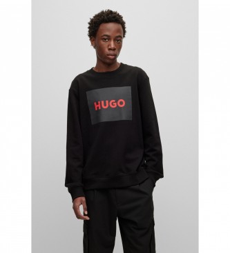 HUGO Logo fleece trui zwart