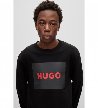 HUGO Logo fleece trui zwart