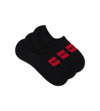 HUGO Set di 3 calzini neri Cot
