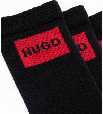 HUGO Lot de 3 chaussettes solides noires