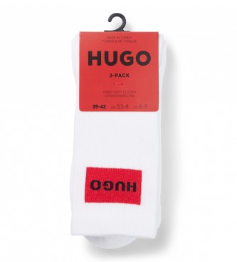 HUGO Pack 2 Pares de Calcetines Etiqueta blanco
