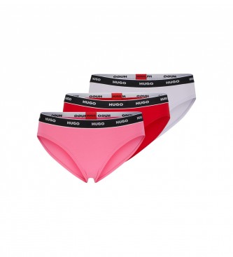 HUGO 3-pack Stripe Panties roze, rood, wit