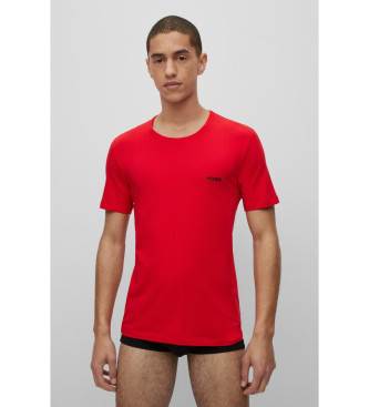 HUGO Pack 3 T-Shirts intérieurs imprimés avec logo rouge, noir, blanc