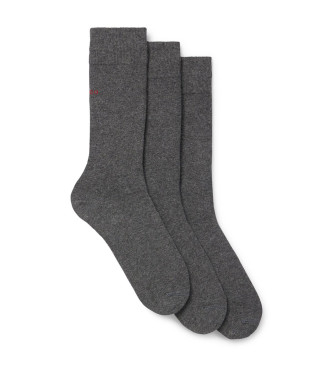 HUGO Lot de 3 paires de chaussettes colores grises