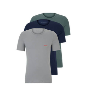 HUGO 3er-Pack T-Shirts in Grau, Grn und Marineblau
