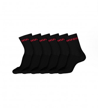 HUGO Pack de 6 calcetines logo negro