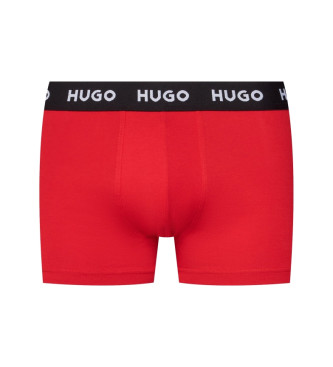 HUGO Pack de boxers tes preto, branco, vermelho