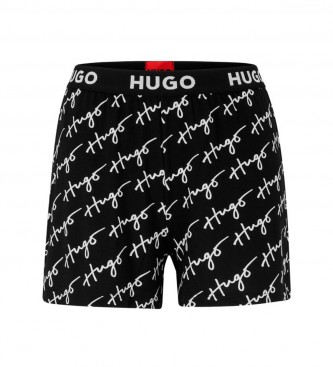 HUGO Pyjama-Shorts Calligraphy Schwarz
