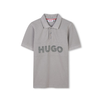 HUGO Grey pique polo shirt
