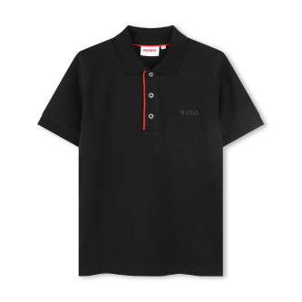 HUGO Polo in piqu nero