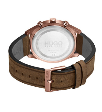 HUGO Analogue Watch with Leather Strap Chase Black