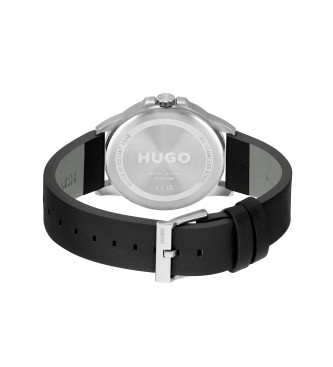 HUGO Montre analogique avec bracelet en cuir First black
