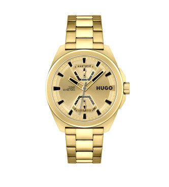 HUGO Expose analogue watch, gold-plated