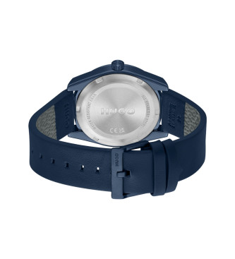 HUGO Montre en cuir bleu vif