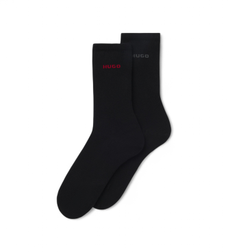 HUGO Set 2 Pares de Calcetines Uni Logo negro