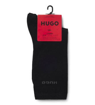 HUGO Set 2 Pares de Calcetines Uni Logo negro