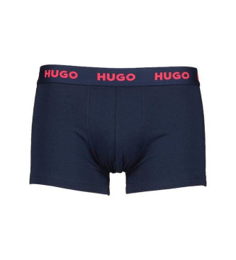 HUGO Lot de 3 boxers bleus avec logo