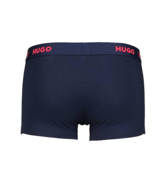 HUGO Lot de 3 boxers bleus avec logo