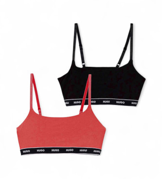 HUGO Set van twee beha's zwart, rood
