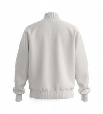 HUGO Relaxed fit sweatshirt med kvart lynls Duluro hvid