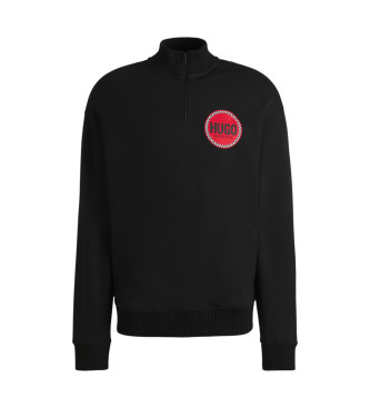 HUGO Relaxed fit sweatshirt with quarter zip Duluro black