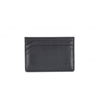 HUGO Porte-cartes en cuir avec logo en relief noir