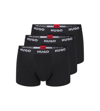 HUGO Pack 3 Bxers Elsticos Logo CIntura negro