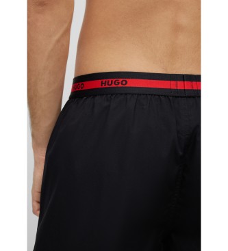 HUGO Paket 2 bombažna logotipa Črna bombažna pižama s pasom