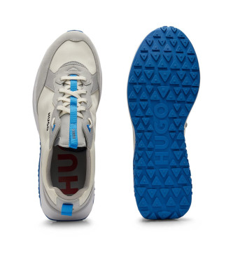 HUGO Buty sportowe z mieszanki materiałów w kolorze beżowym i niebieskim