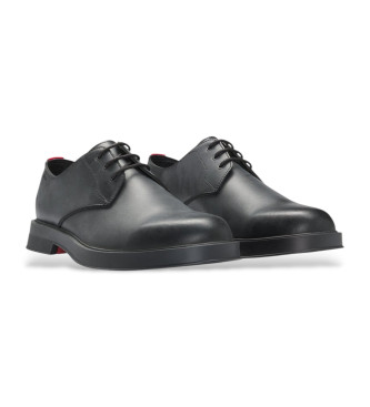 HUGO Derby en cuir avec ?illets mtalliques noir  