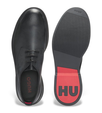 HUGO Derby en cuir avec ?illets mtalliques noir  