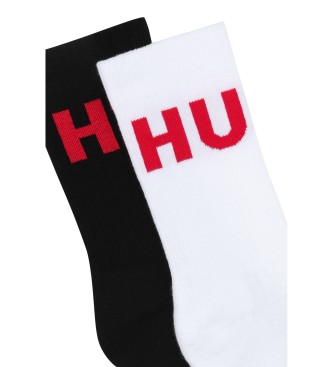 HUGO Pack 2 chaussettes Mix Logo blanc, noir