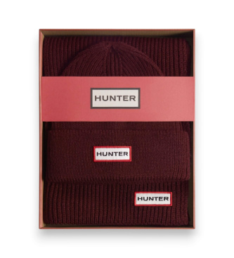 Hunter Set di cappello e sciarpa bordeaux