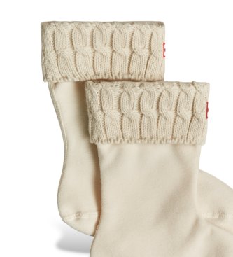 Hunter Off-white 6 Stitch Cable Short Socks