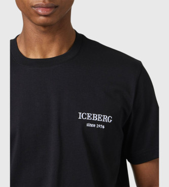 Iceberg Klasyczny czarny T-shirt z dzianiny o regularnym kroju