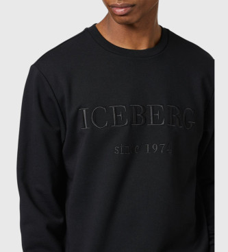 Iceberg Sweatshirt mit gesticktem Logo schwarz