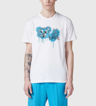 Iceberg Camiseta Clsica de punto de algodn blanco