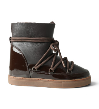 Inuikii Bottes en Cuir Gloss Wedge marron