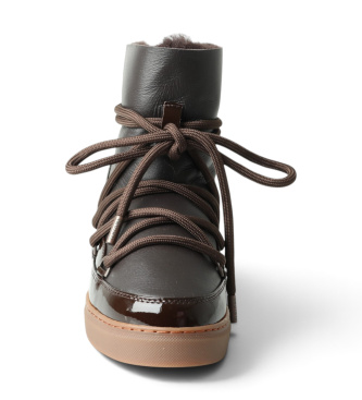 Inuikii Bottes en Cuir Gloss Wedge marron