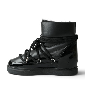 Inuikii Stivali in Pelle Gloss Wedge nero