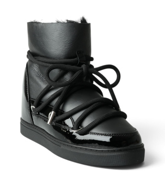 Inuikii Stivali in Pelle Gloss Wedge nero