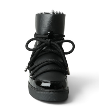 Inuikii Stivali in Pelle Gloss Wedge nero