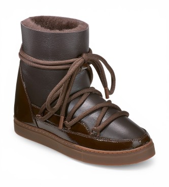 Inuikii Botas de Pele Gloss Wedge castanho