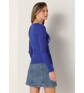 Lois Jeans Modra majica tankega kroja z dolgimi rokavi