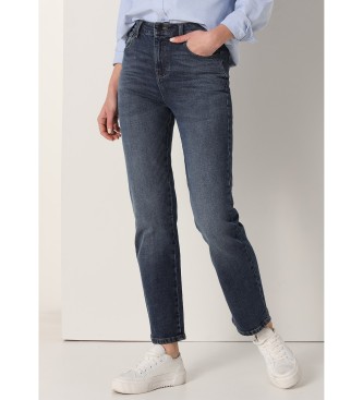 Lois Jeans Pantalon long bleu taille haute en jean