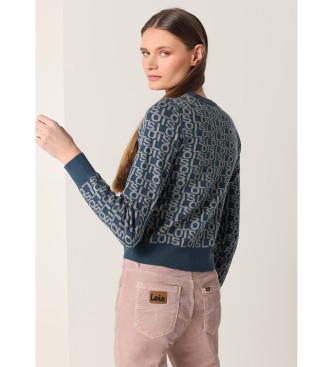 Lois Jeans Granatowy sweter z okrągłym dekoltem