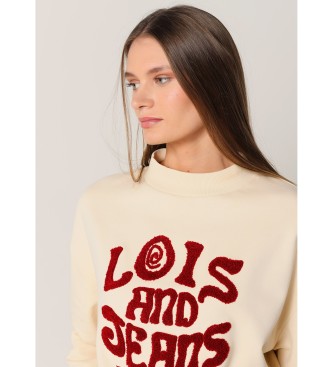 Lois Jeans Beżowa bluza szenilowa