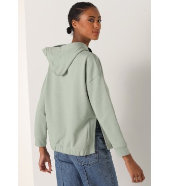 Lois Jeans Grafisch sweatshirt met capuchon en zijopening groen