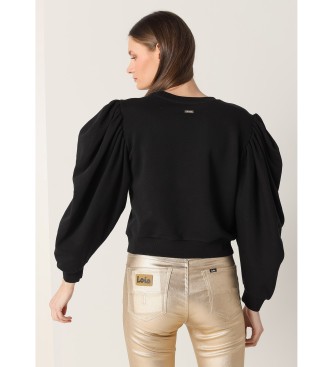 Lois Jeans Rokera Graphic Sweatshirt with Lantern Sleeve black