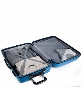 ITACA T71600 azul -55x39x20cm Conjunto de mala de viagem de 4 rodas de face dura